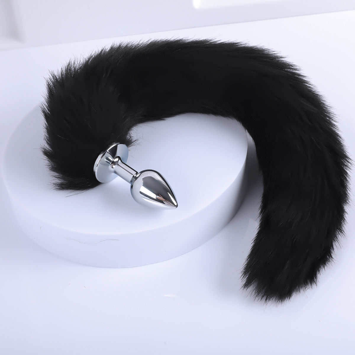 Image of sm sex detachable tail butt plug metal fox backyard anal toy passionate sex aid sex toys - Black detachable tail